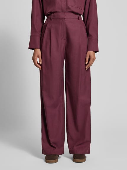 Jake*s Studio Woman Stoffen broek van een mix van lyocell en katoen met wijde pijpen Bordeaux - 4