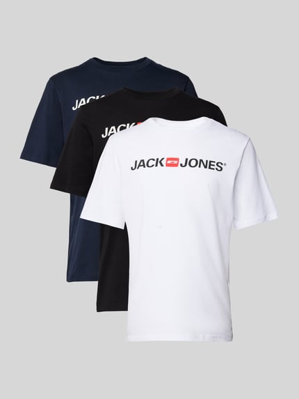 JACK & JONES T-Shirt mit Label-Print im 3er-Pack Weiss 2