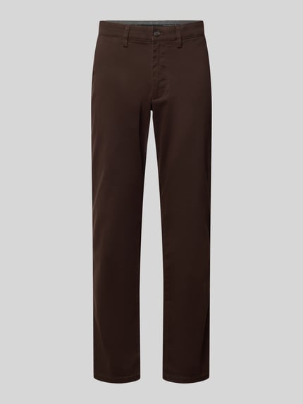 Produktfoto, Hose mit Gesäßtaschen von Christian Berg Men aus Baumwoll-Elasthan-Mix in Braun, Slim-Fit, Eingrifftaschen, glatte Struktur