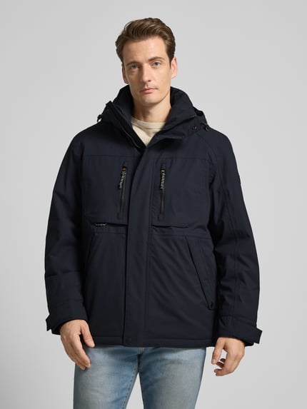 camel active Parka o kroju regular fit z kieszeniami zapinanymi na zamek błyskawiczny model 'TEXXXACTIVE' Granatowy 4