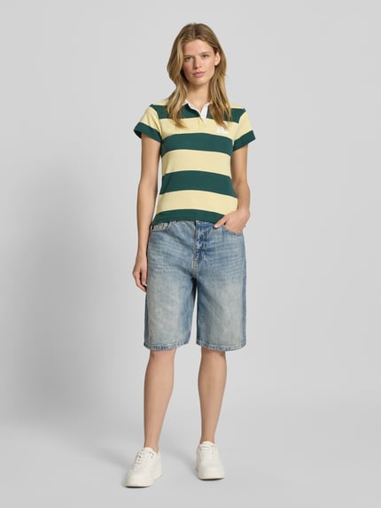 REVIEW Koszulka polo o kroju regular fit z krytą listwą guzikową Ciemnozielony 1