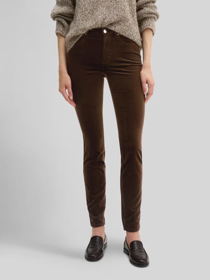 Marc O'Polo Regular Fit Hose mit Samtoptik Dunkelbraun 4
