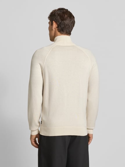 BOSS Regular Fit Strickjacke aus Baumwoll-Schurwoll-Mix Modell 'H-IDINO' Offwhite 5