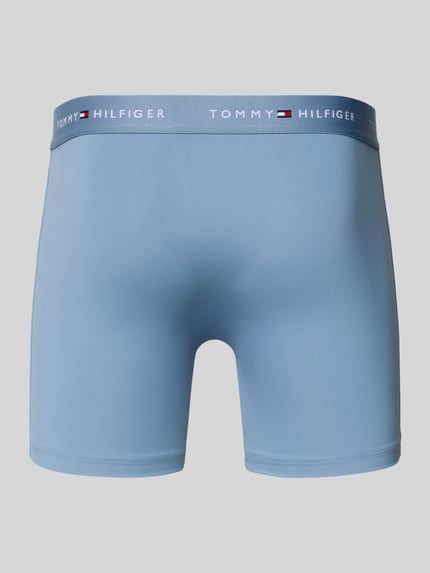 Produktfoto, hellblaue Boxershorts mit elastischem Bund und Logo-Intarsien im Skinny Fit, Boxershorts mit elastischem Bund mit Logo-Intarsien im 3er-Pack von Tommy Hilfiger, unifarbene Optik, Stretch-Material