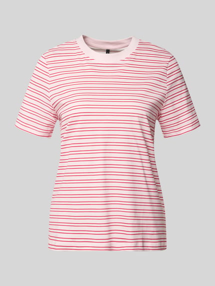 VERO MODA krój regular fit t-shirt z czystej bawełny model 'PAULINA' Jasnoróżowy 2