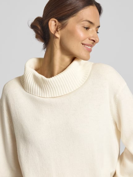 COMMA Loose fit gebreide pullover van wolmix met col Wit - 3