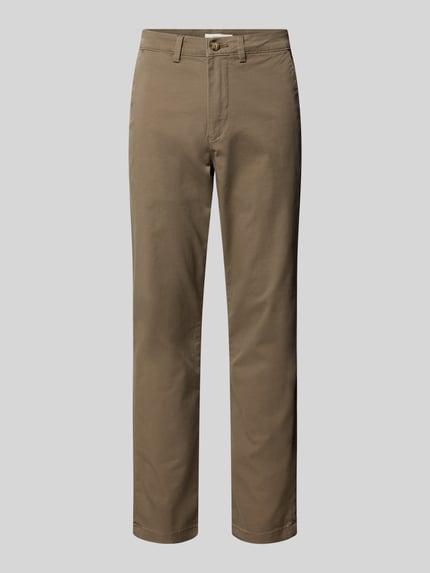 Produktfoto, Slim Fit Chino aus Bio-Baumwoll-Mix Modell '175-SLIM NEW MILES' von SELECTED HOMME, kolor jednolity, krój slim fit, średni stan, boczne kieszenie, szlufki, materiał z mieszanki bawełny organicznej.