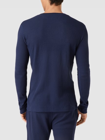 Polo Ralph Lauren Underwear Shirt met lange mouwen en structuurmotief, model 'WAFFLE'' Marineblauw - 5