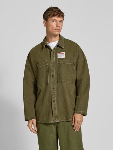 American Vintage Relaxed Fit Jeanshemd mit Label-Detail Modell 'UZATOWN CHEMISES' Khaki 4