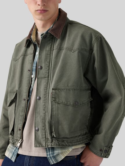 Levi's® Relaxed Fit Jeansjacke aus reiner Baumwolle Modell 'HILLTOP' Oliv 3