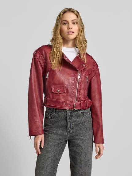 BOSS Orange Regular Fit Lederjacke aus echtem Büffelleder Modell 'SADORA' Bordeaux 4