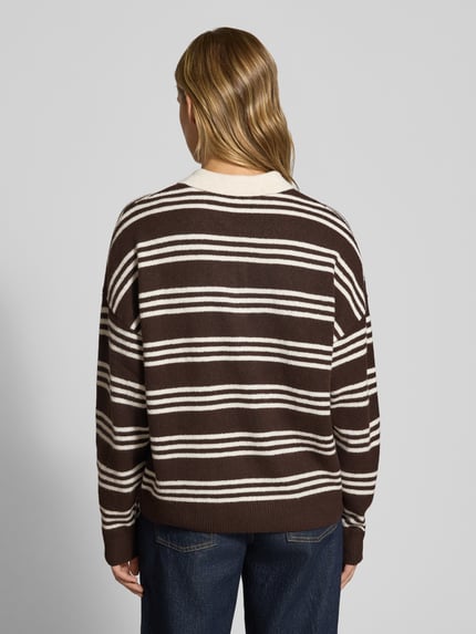 REVIEW Oversized Strickpullover mit Polokragen Dunkelbraun 5