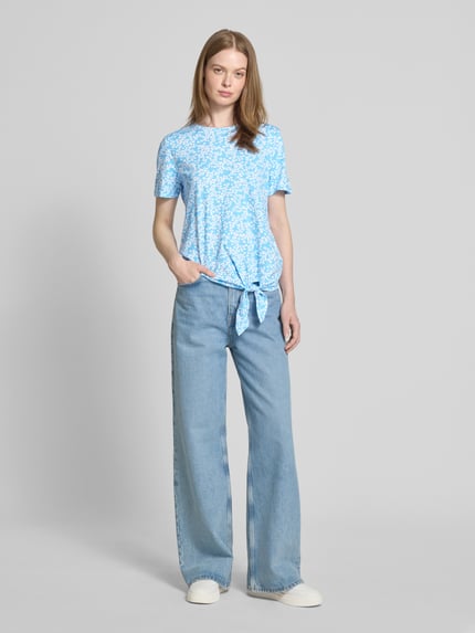 Tom Tailor Denim T-shirt o kroju regular fit z wiązanym detalem Jasnoniebieski 1