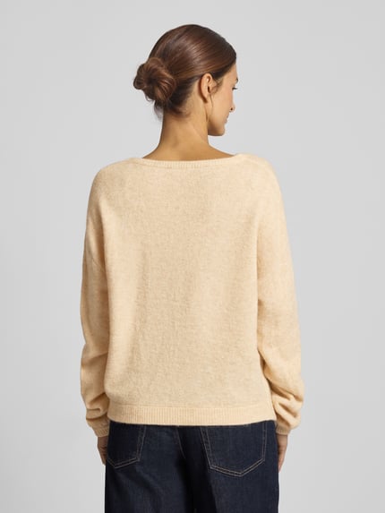 OPUS Sweter z dzianiny o kroju relaxed fit z dodatkiem moheru i wełny model „Pemine” Beżowy 5