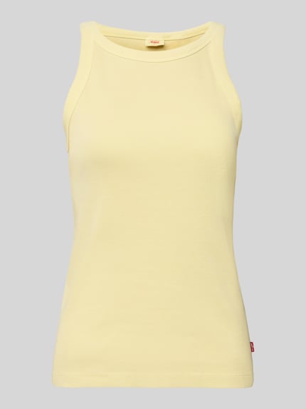 Produktfoto, Slim Fit Tank Top aus reiner Baumwolle von Levi's®, jednolity kolor, krój slim fit, label print, szerokie ramiączka, prążkowana tekstura
