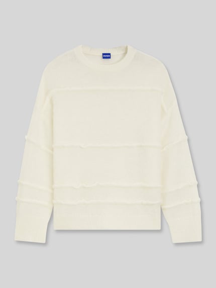 HUGO Blue Oversized Pullover aus Material-Mix mit Woll-Anteil Ecru 2