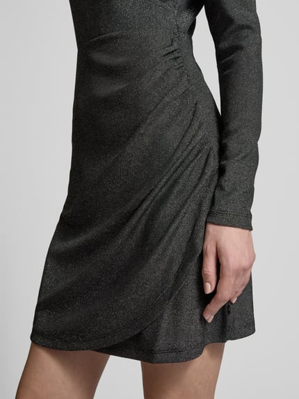 Tom Tailor Denim Sukienka mini o kroju shaped fit w kopertowym stylu z efektem błyszczącym Czarny 3