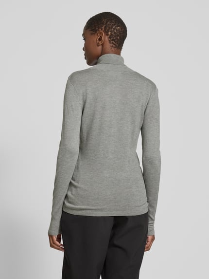 ICHI Slim Fit Rollkragenpullover aus Viskose-Mix Modell 'MAFA' Hellgrau Melange 5