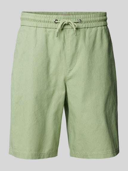 Blend Regular fit sweatshorts van linnenmix, model 'BAY' Olijfgroen - 2