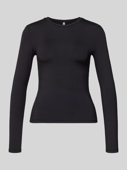 Slim fit shirt met lange mouwen en ronde hals, model 'LULA' Shop The Look MANNEQUINE