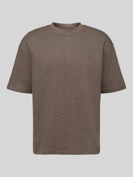 Selected T-shirt o kroju loose fit z okrągłym dekoltem model 'OSCAR' Średniobrązowy 2