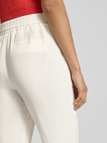 Marc Cain Tapered Fit Stoffhose aus Viskose-Leinen-Mix Weiss 3