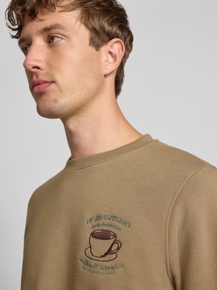 Blend Sweatshirt mit Motiv-Stitching Modell 'HIFOLO' Beige 3