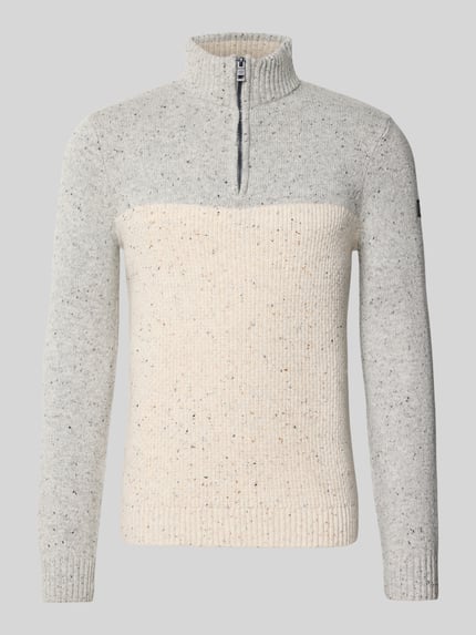 Tom Tailor Regular fit schipperstrui van katoenmix Offwhite gemêleerd - 2