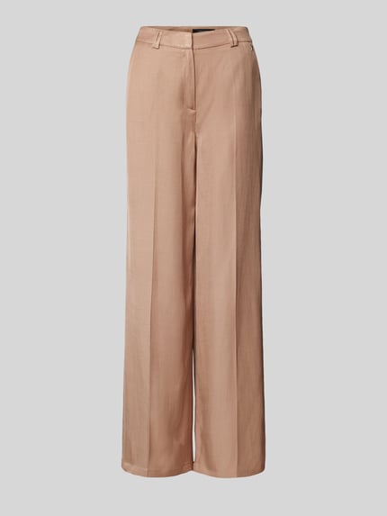 COMMA Broek van een mix van viscose en linnen met wijde pijpen Taupe - 2