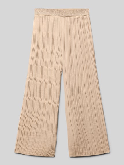 Produktfoto, Regular Fit Weite Hose mit elastischem Bund von s.Oliver RED LABEL, unifarben, glänzend, strukturierte Oberfläche, elastischer Effektgarn-Bund.