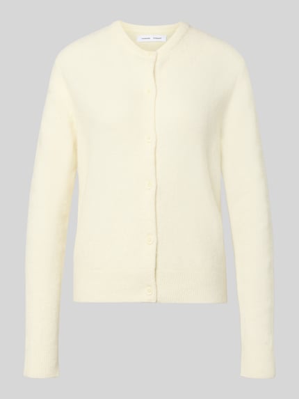 Produktfoto, Regular Fit Cardigan aus Alpaka-Mix von Samsøe Samsøe in Creme, Strick-Optik, Rundhalsausschnitt, elastischer Stoff, glatte Oberfläche