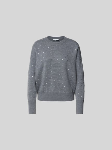 Rabanne Sweter z kamieniami stras Średnioszary 2