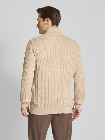 Lindbergh Troyer mit Zopfmuster und Label-Detail Offwhite 5