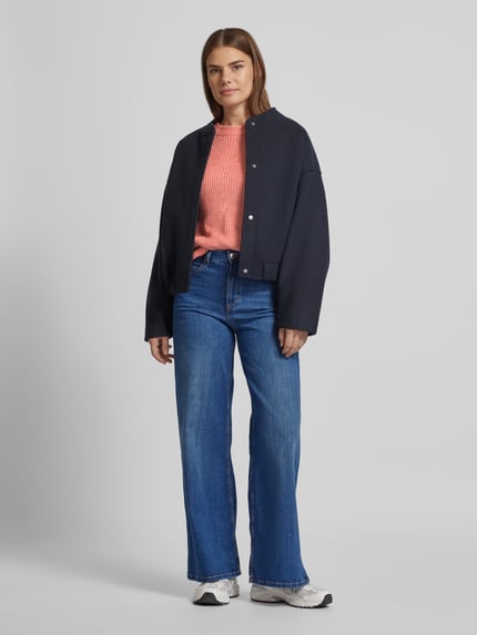 s.Oliver RED LABEL Regular Fit Strickpullover mit gerippten Abschlüssen Rose 1