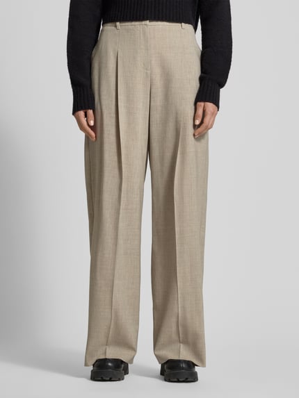 BOSS Regular Fit Bundfaltenhose aus Schurwolle Modell 'TIANA4' Beige 4