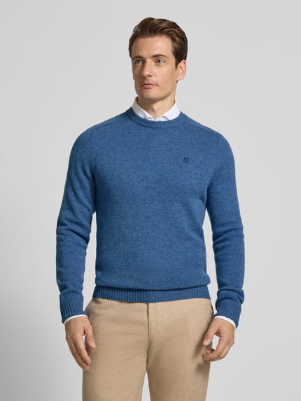 MCNEAL Regular Fit Strickpullover aus reiner Wolle Jeansblau Melange 4