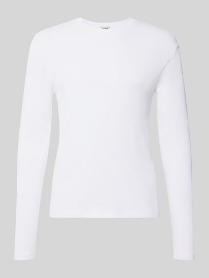Produktfoto, Slim Fit Longsleeve aus reiner Baumwolle Modell 'Enil' van DRYKORN, puur katoen, structuurpatroon, ronde hals, heren, wit