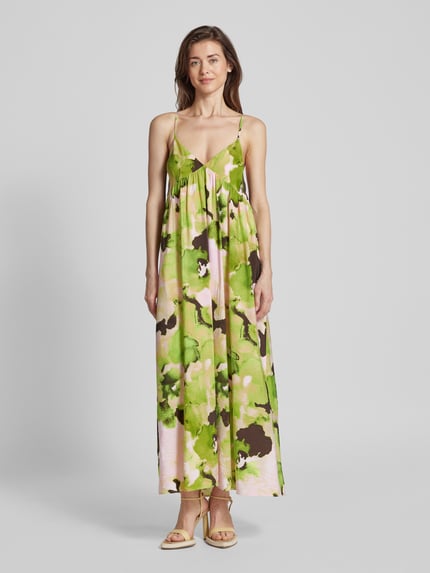 Selected Midi-jurk met all-over print, model 'HELINDA' Neon groen - 4
