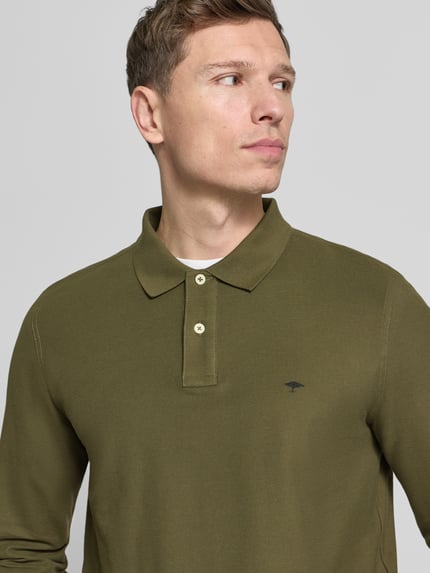 Fynch-Hatton Poloshirt met label-stiksel Olijfgroen - 3