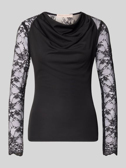Slim fit shirt met lange mouwen met kant Shop The Look MANNEQUINE