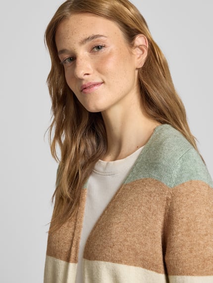 ONLY Regular Fit Cardigan aus Viskose-Mix Modell 'LESLY' Schilf Melange 3