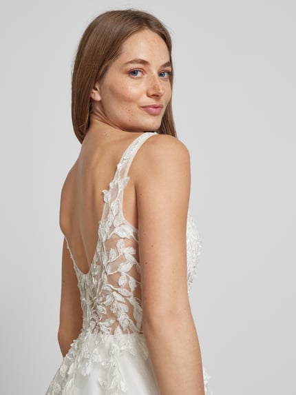 LUXUAR FASHION Sukienka wieczorowa z obszyciem kamieniami stras Złamany biały 6