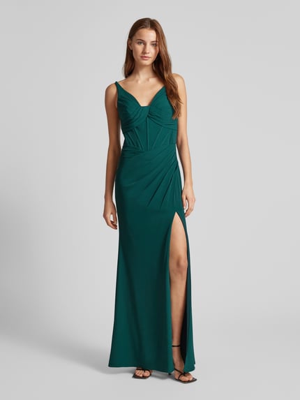 Mascara Abendkleid mit Raffungen Dunkelgruen 4