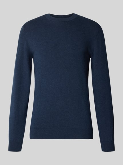 MCNEAL Strickpullover aus Baumwoll-Kaschmir-Mix mit Rundhalsausschnitt Dunkelblau Melange 2