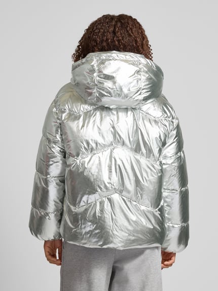 ONLY Boxy fit gewatteerd jack met metallic glanzende bovenmateriaal, model 'PEARL' Zilver - 5