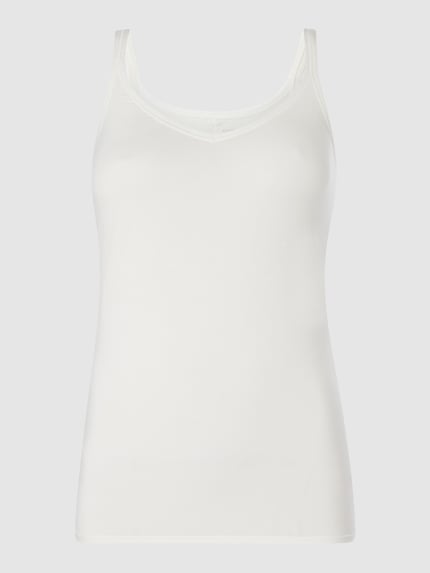 Produktfoto, Trägertop met U-hals van Schiesser, wit, viscosemix met stretch, nauwsluitend model, spaghettibandjes, gladde textuur
