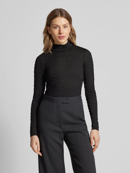 Selected Shirt met lange mouwen en opstaande kraag, model 'TIMMI' Zwart - 4