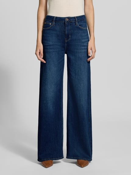 GUESS Straight Fit Jeans aus Baumwoll-Mix Modell 'BELLFLOWER' Dunkelblau 4