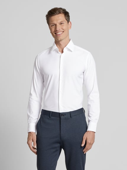 BOSS Slim Fit Businesshemd aus Feintwill mit Stretch-Anteil Weiss 4