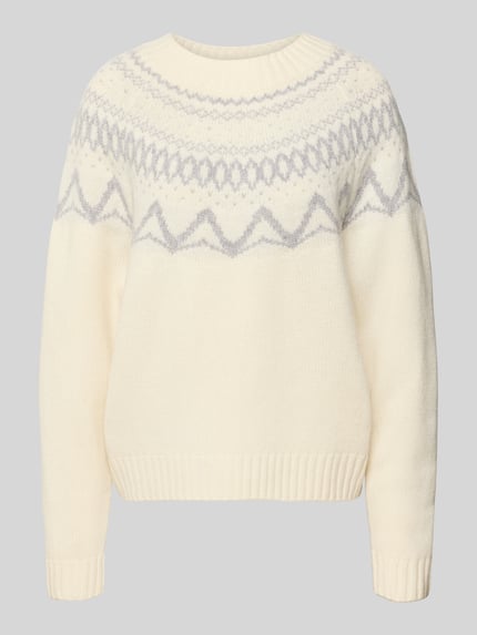 Fynch-Hatton Relaxed Fit Pullover aus reiner Wolle in Strick-Optik Offwhite 2